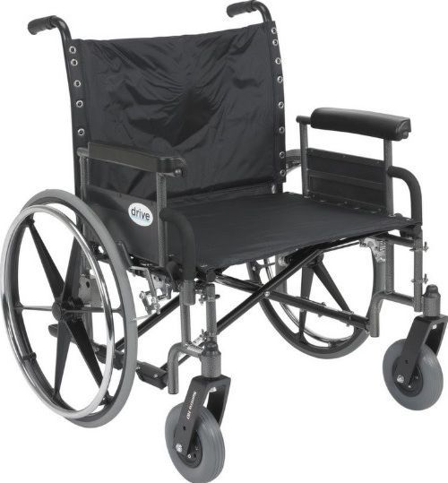 Drive Medical STD26DFA Sentra Heavy-Duty Wheelchair - Detachable Full Arms, 4 Number of Wheels, 20